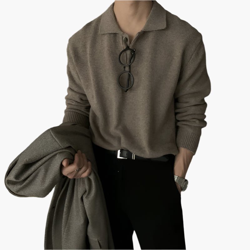 MERINO POLO SWEATER