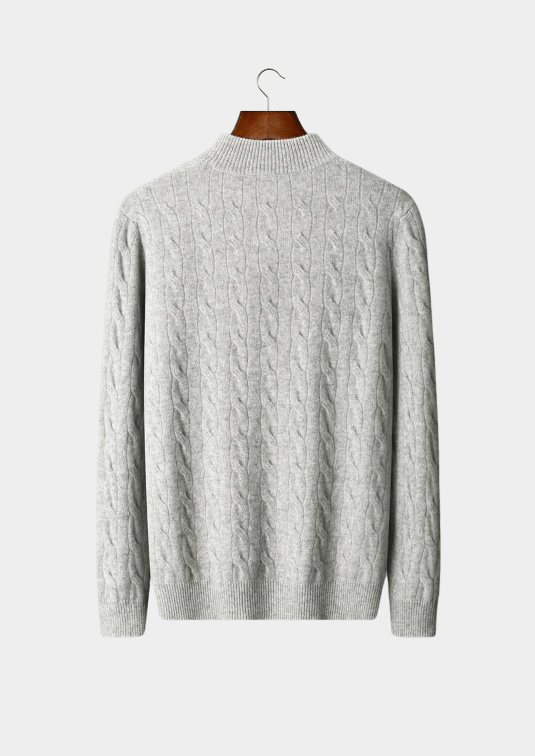 MERINO WOOL CABLE KNIT HALF ZIP