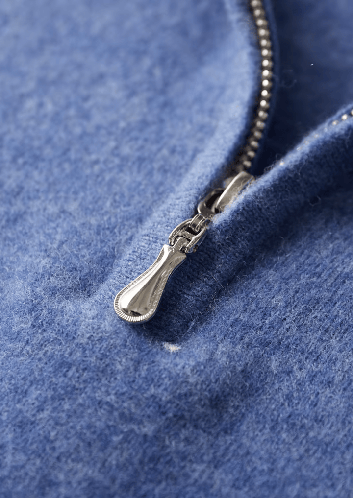 MERINO WOOL HALF ZIP POLO