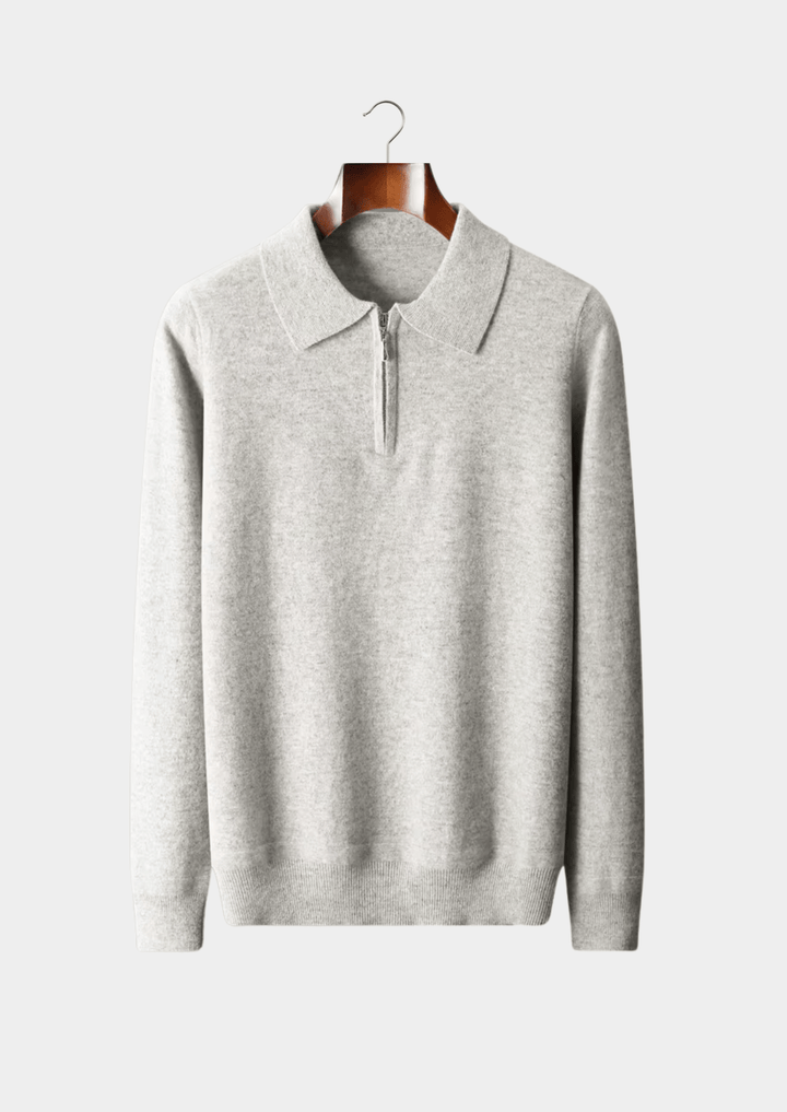 MERINO WOOL HALF ZIP POLO