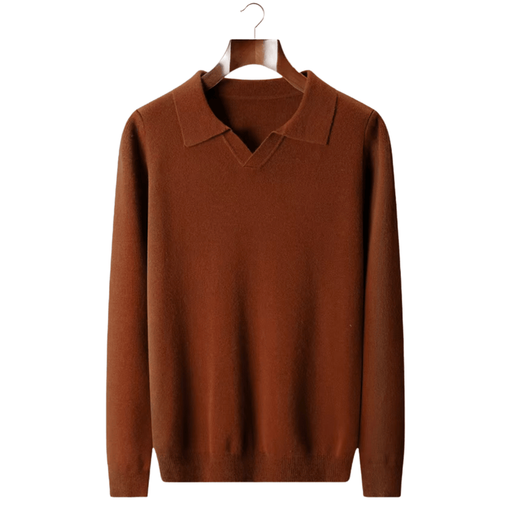 MERINO WOOL RIBBED BUTTONLESS POLO