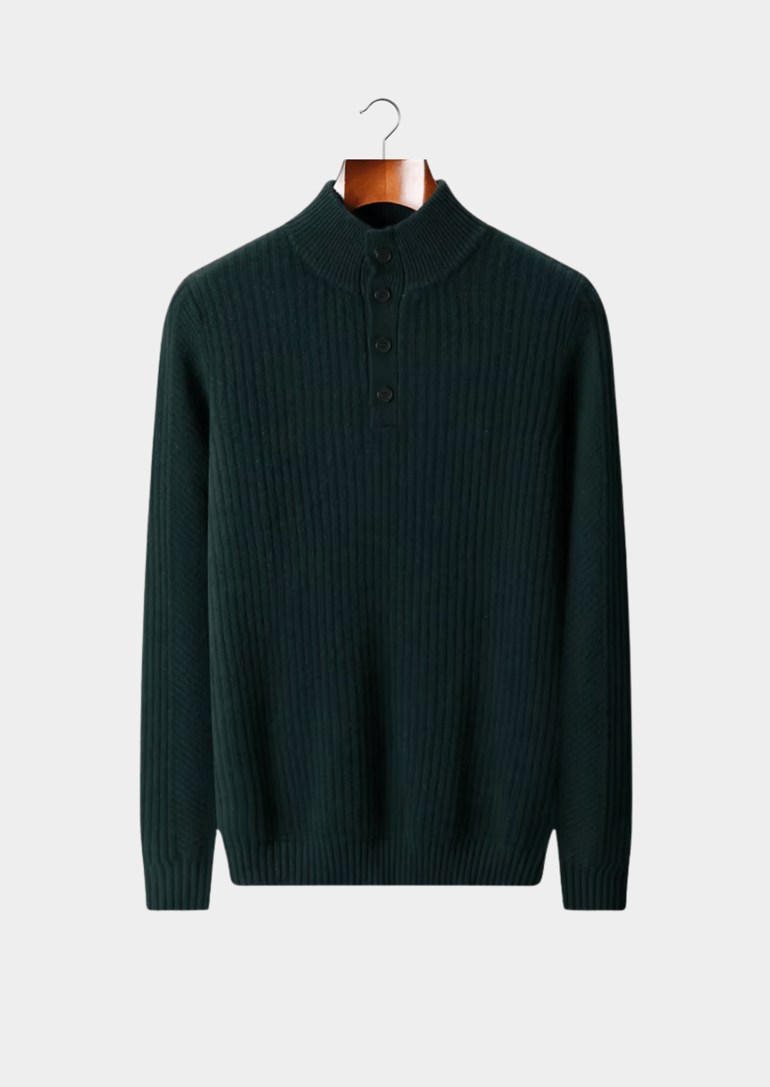 MERINO WOOL RIBBED HENLEY SWEATER