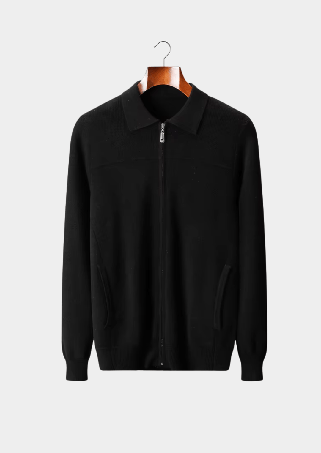 MERINO WOOL RIBBED POLO CARDIGAN