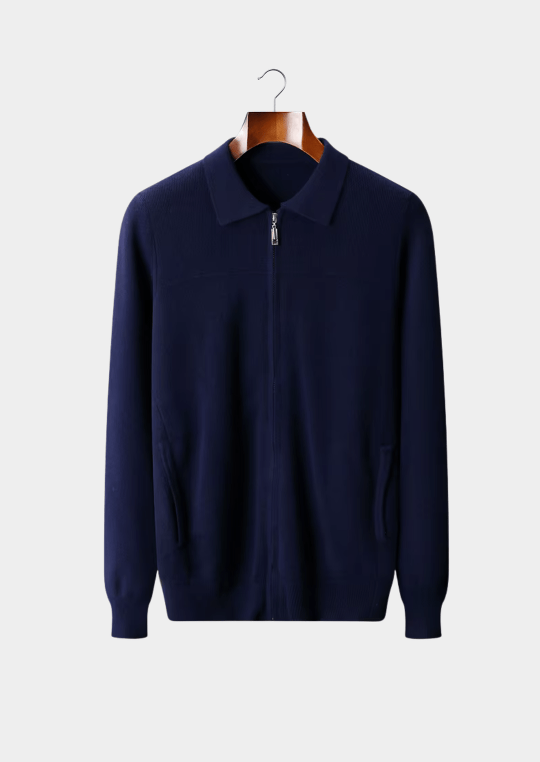 MERINO WOOL RIBBED POLO CARDIGAN