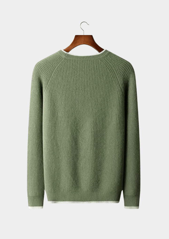 MERINO WOOL TWO TONE CREWNECK