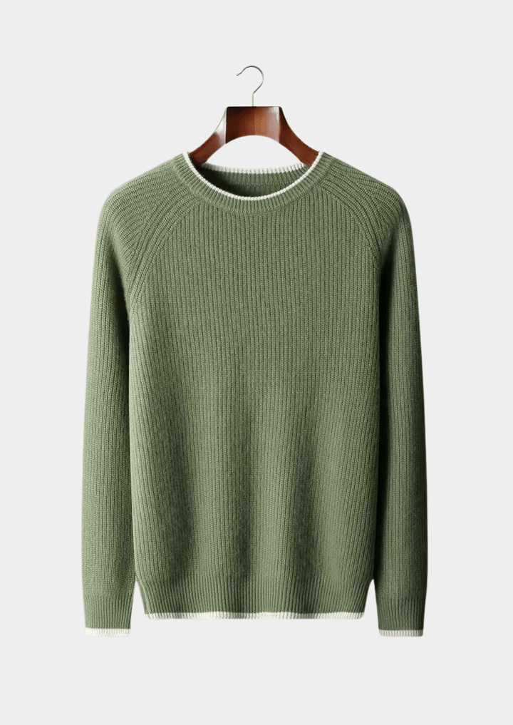 MERINO WOOL TWO TONE CREWNECK