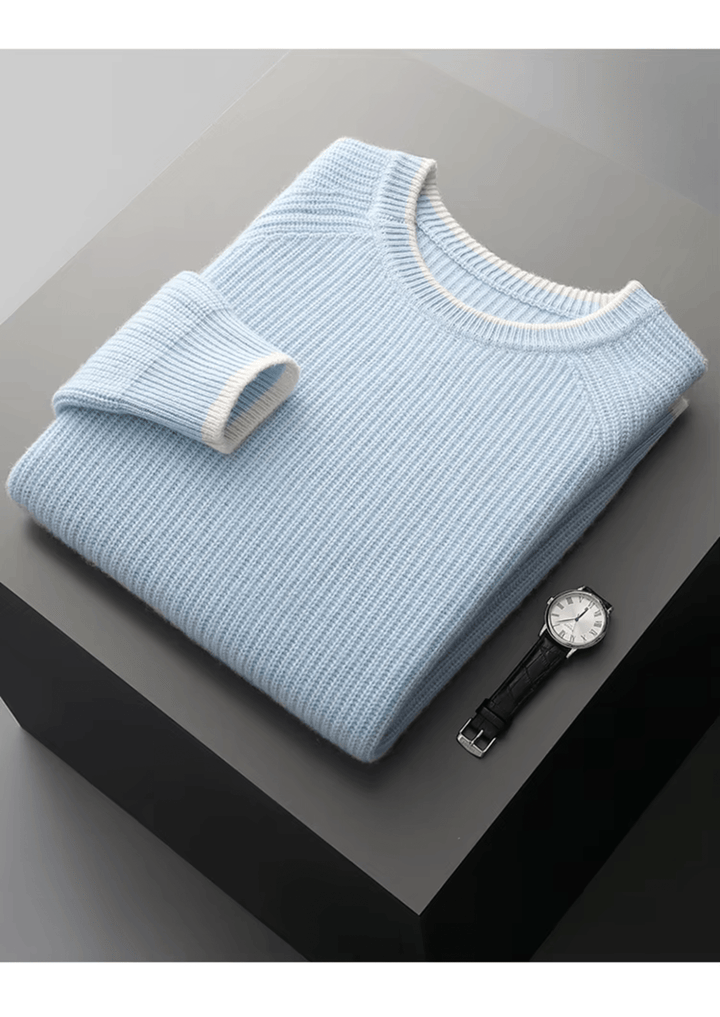MERINO WOOL TWO TONE CREWNECK