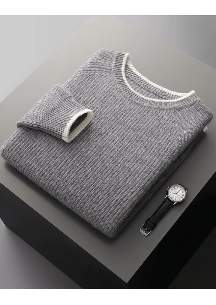 MERINO WOOL TWO TONE CREWNECK