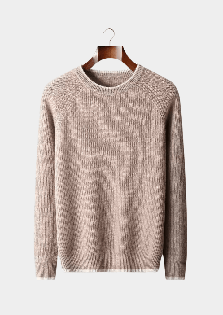 MERINO WOOL TWO TONE CREWNECK