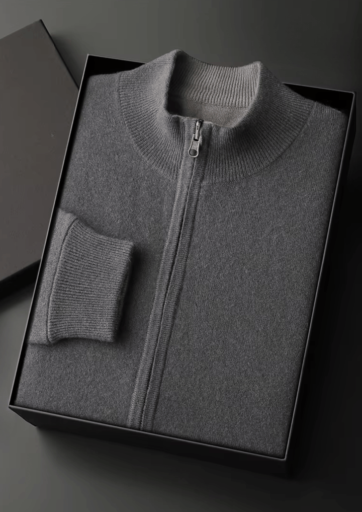 MERINO WOOL ZIP CARDIGAN